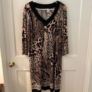 Chico’s mixed animal print 3/4 sleeve v-neck dress
